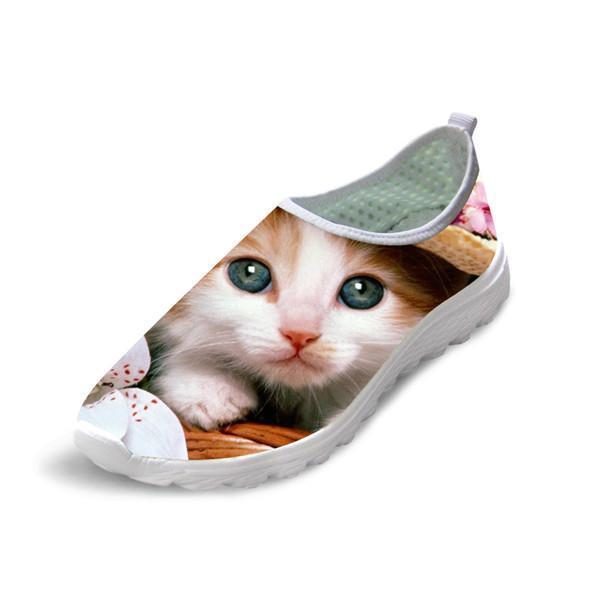 Conception De Chaussures De Chat Girly 3d En Maille Décontractée Pour Femmes