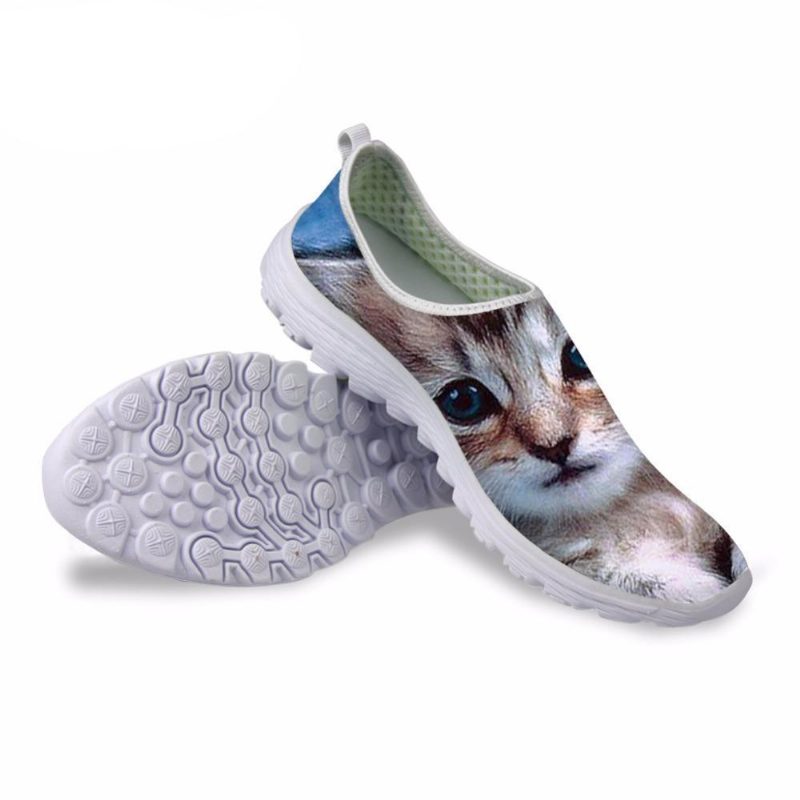 Conception De Chaussures De Chat Minuscule 3d En Maille Décontractée Pour Femmes