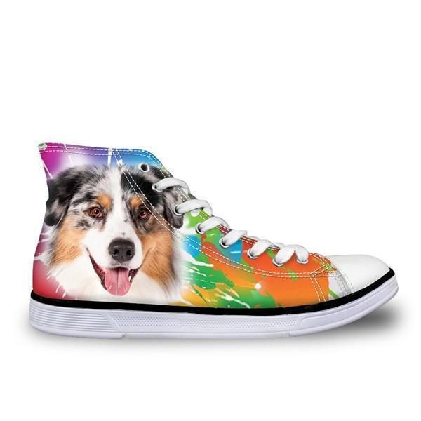 Couleur Splash High Top Femmes 3d Chaussures À Imprimé De Chien