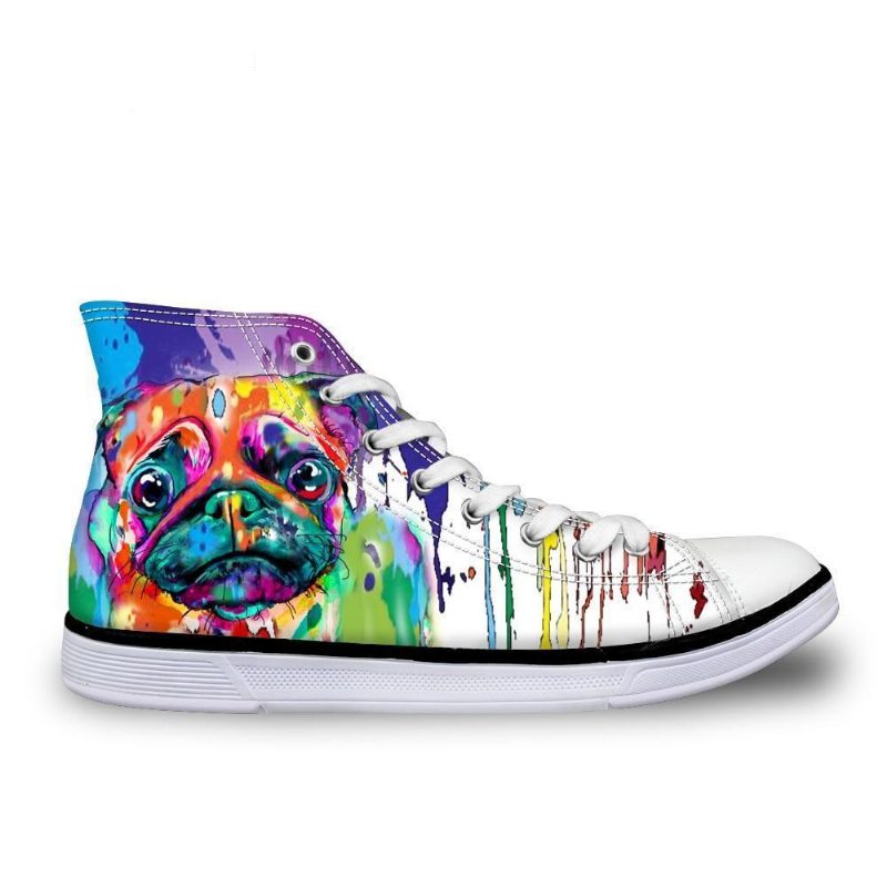 Couleur Splash High Top Femmes 3d Chaussures À Imprimé De Chien