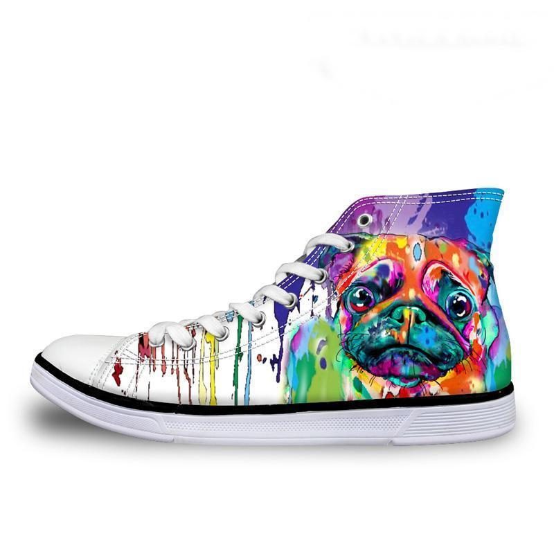 Couleur Splash High Top Femmes 3d Chaussures À Imprimé De Chien