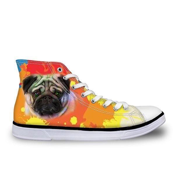 Couleur Splash High Top Femmes 3d Chaussures À Imprimé De Chien