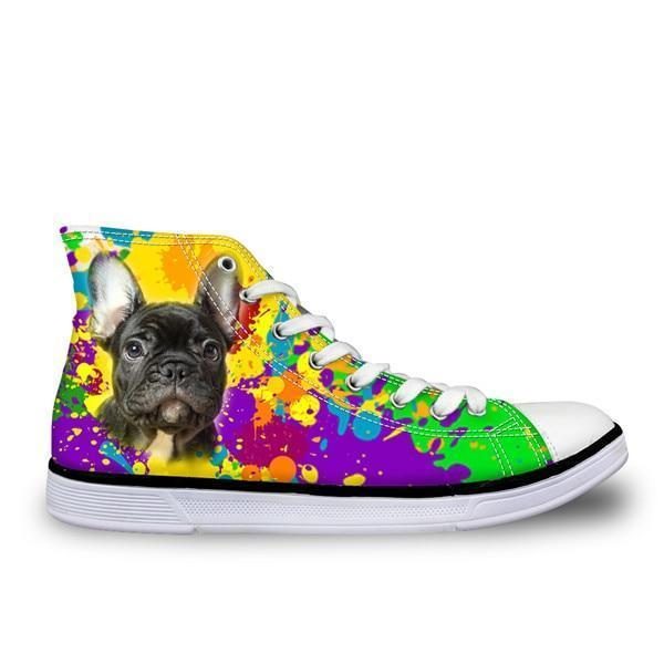 Couleur Splash High Top Femmes 3d Chaussures À Imprimé De Chien