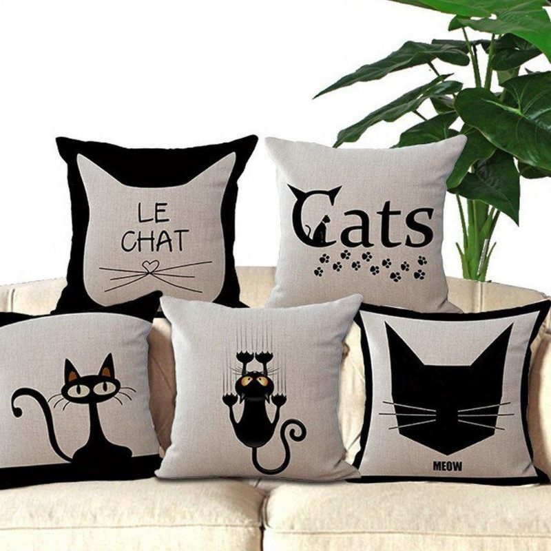 Coussin Décoratif De Canapé Imprimé Chat