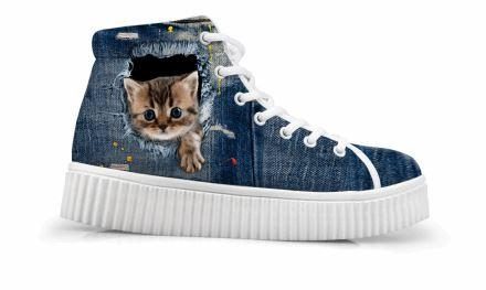 Creepers De Style Vintage Patte Mignonne Sur Les Chaussures D'impression De Chat 3d