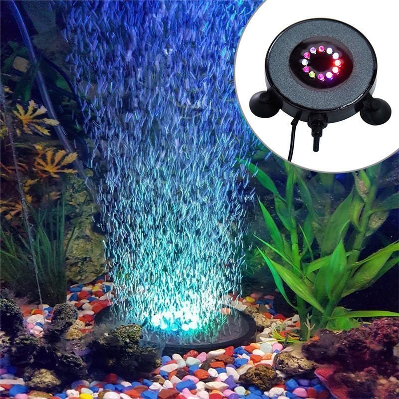 Disque D'aération De Bulle De Lumières D'aquarium À Led Imperméables De 7 Couleurs