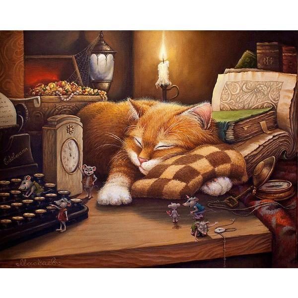 Dormir Chat Bricolage Peinture Sur Toile Par Numéros