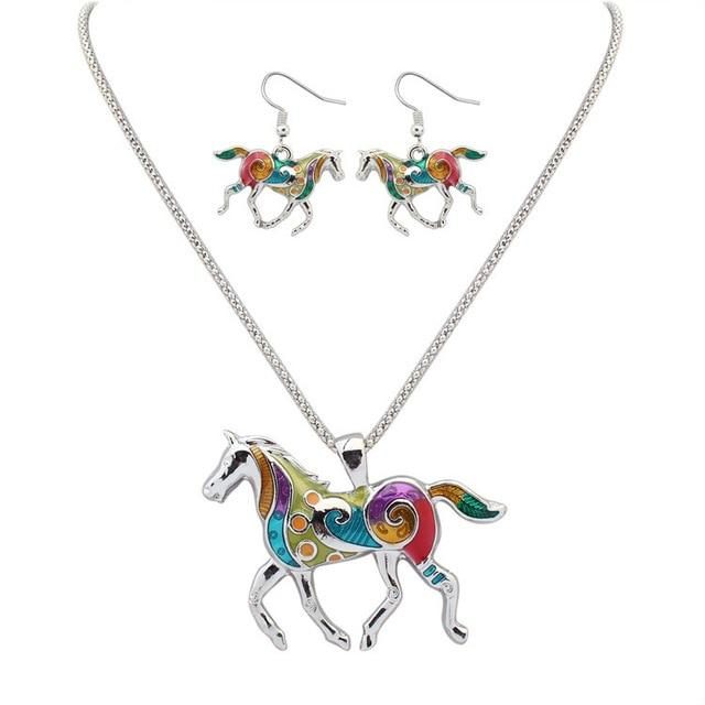 Ensemble De Boucles D'oreilles Collier Cheval