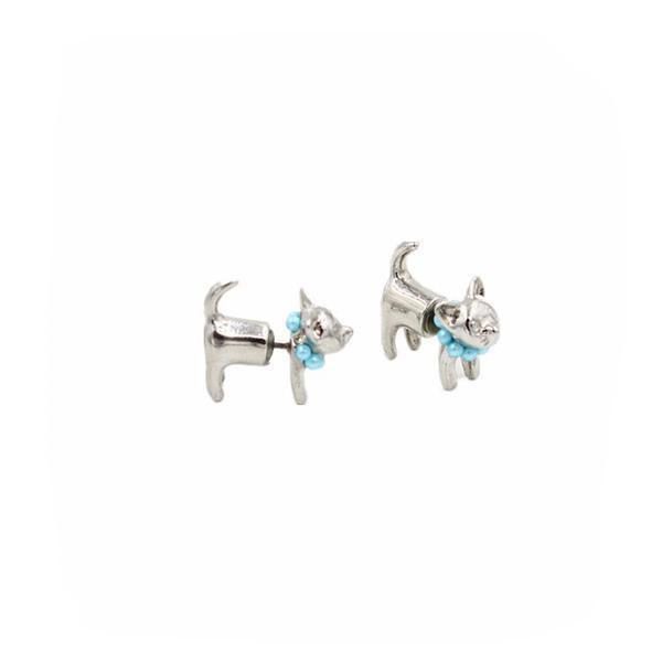 Ensemble De Boucles D'oreilles Mignonnes 3d Pearl Kitty Cat