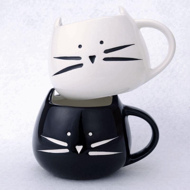 Ensemble De Tasse À Lait En Céramique Pour Chat 3d