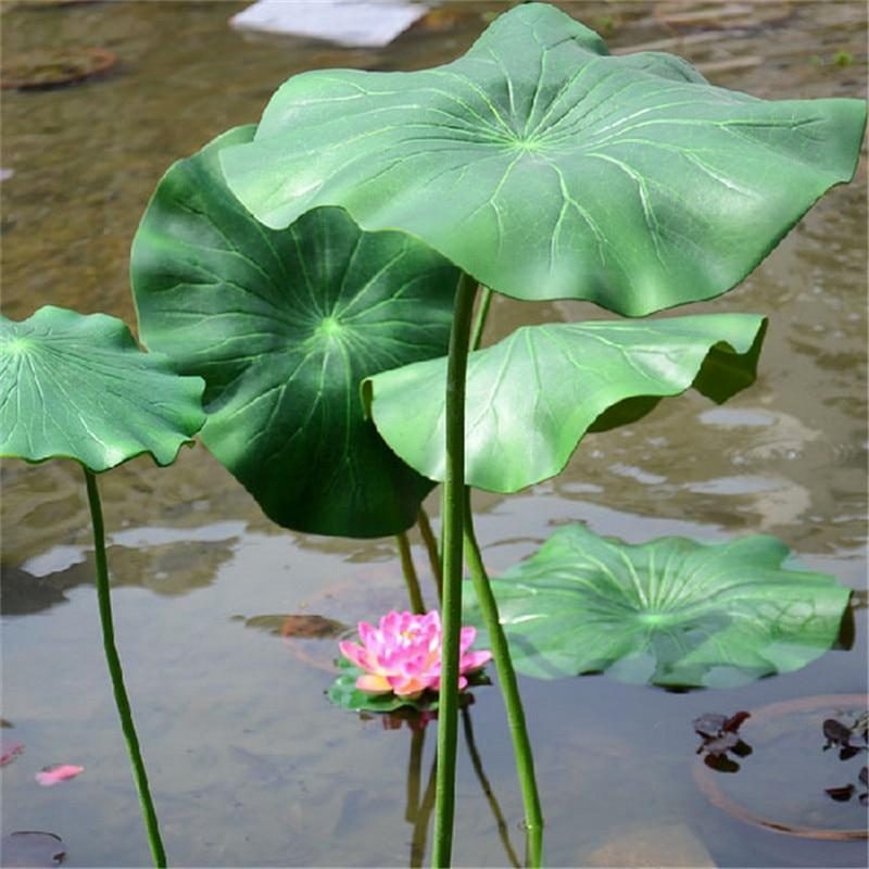 Feuille De Lotus Artificielle Avec Décoration D'étang À Poissons À Longue Tige