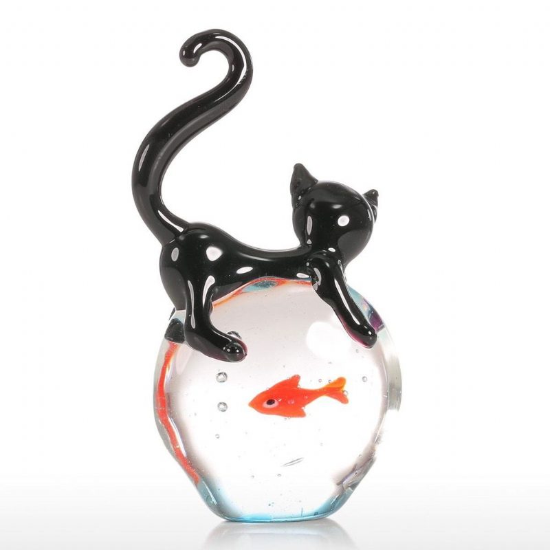 Figurine Chat Et Poisson Rouge