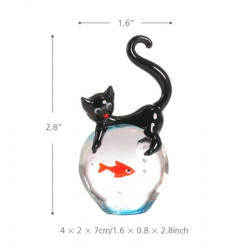 Figurine Moderne Chat Et Poisson Rouge