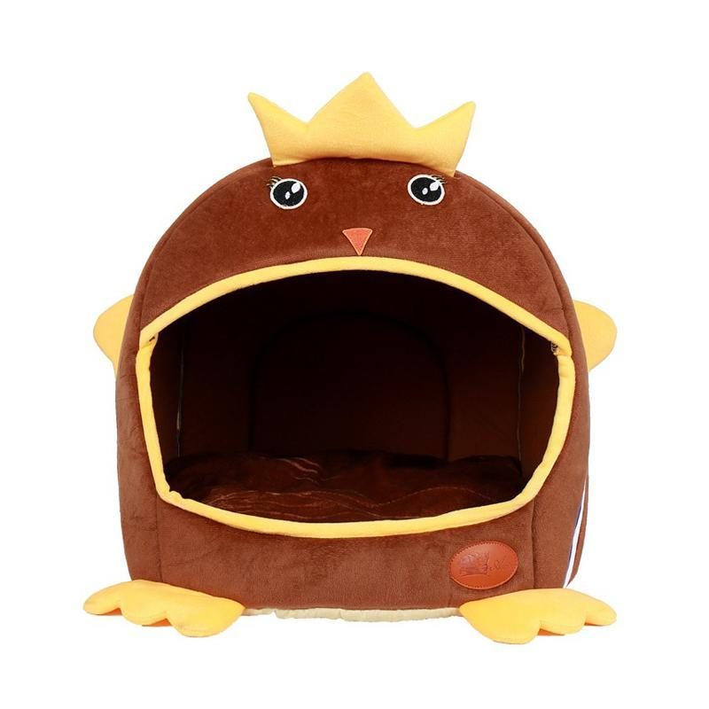 Forme De Poulet De Grotte De Chat Pliable Jaune