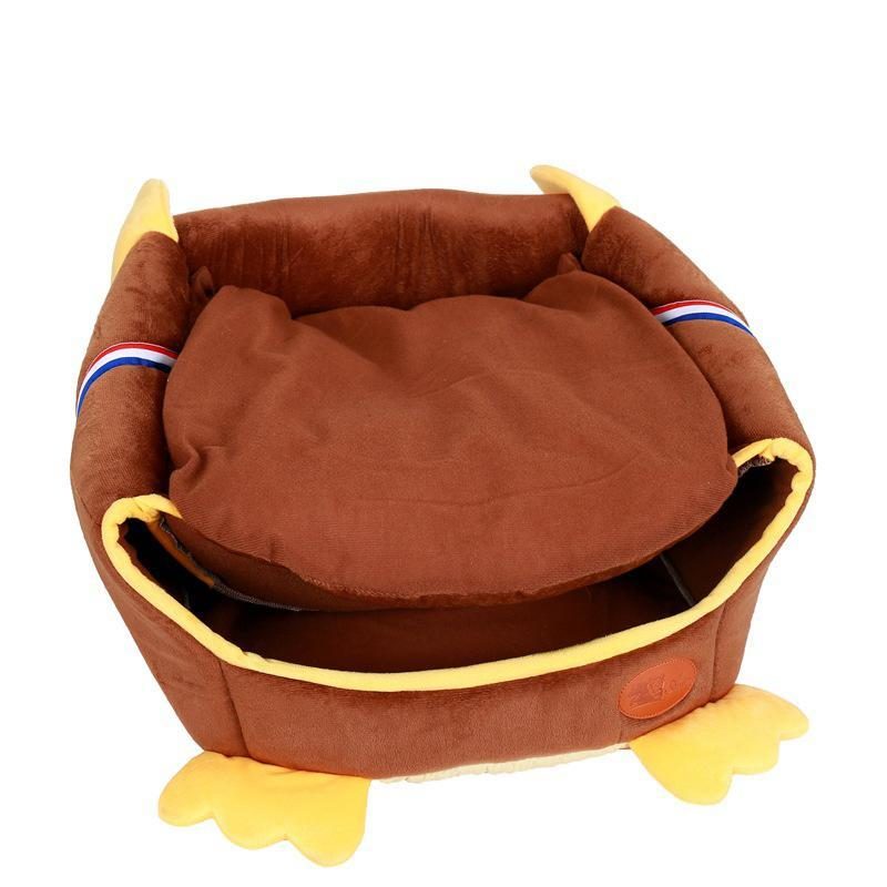 Forme De Poulet De Grotte De Chat Pliable Jaune