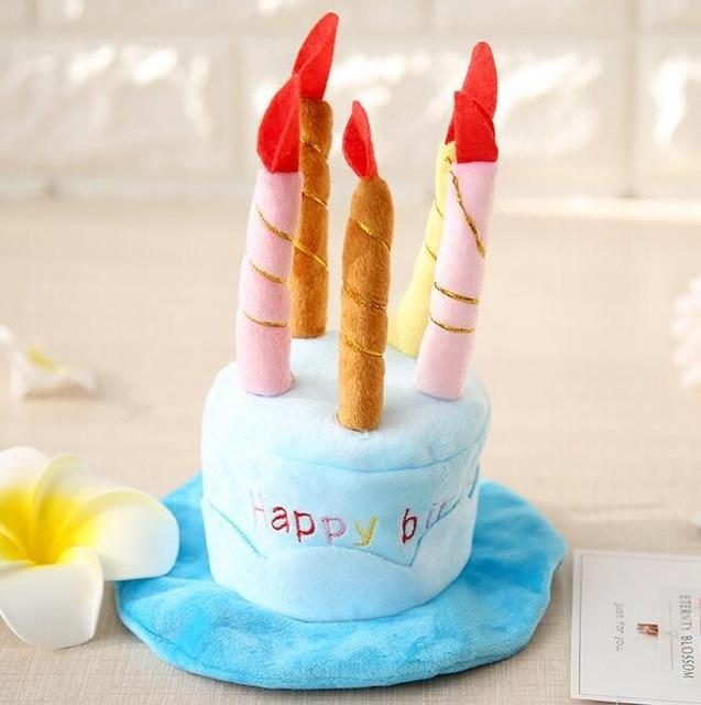 Gâteau D'anniversaire 3d De Mode Avec Chapeau De Bougies Pour Animaux De Compagnie