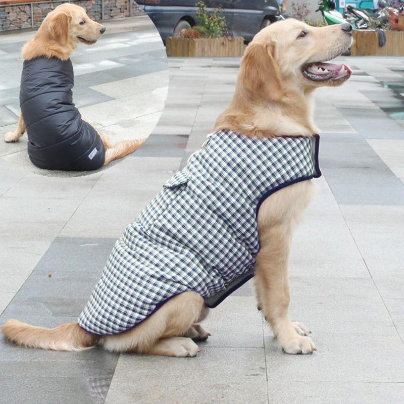 Gilet D'hiver Réversible Imperméable À Carreaux Pour Animaux De Compagnie