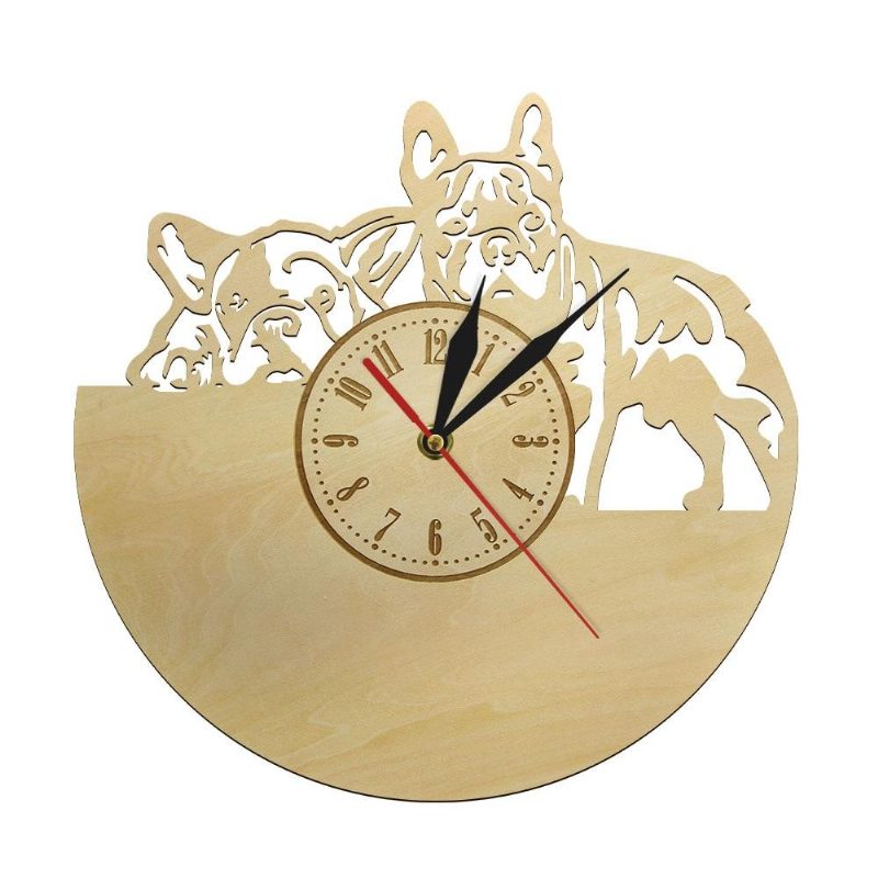 Horloge Murale 3d Design Bouledogue Français