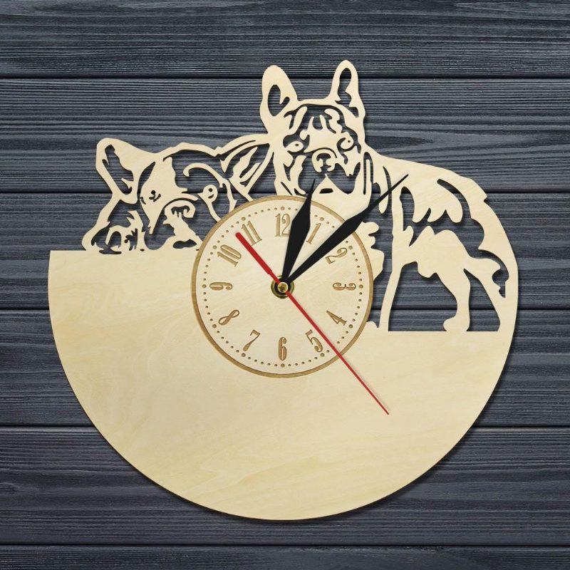 Horloge Murale 3d Design Bouledogue Français