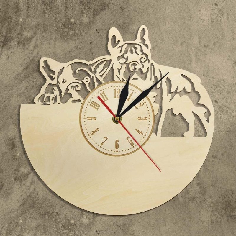 Horloge Murale 3d Design Bouledogue Français
