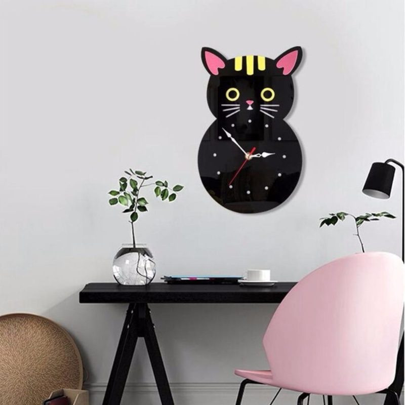 Horloge Murale Créative En Forme De Chat