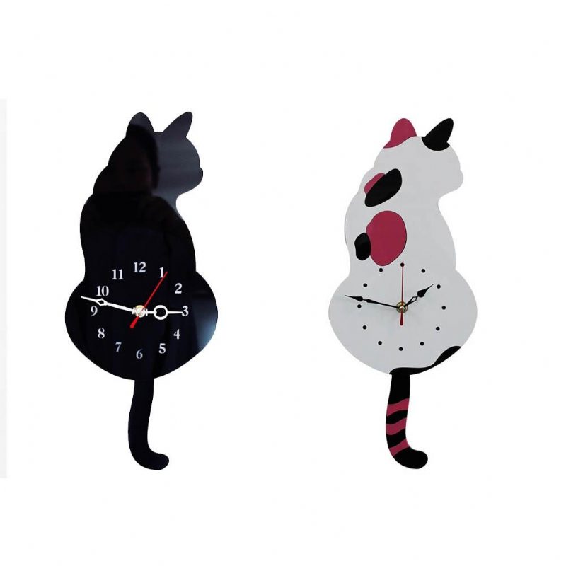 Horloge Murale Créative Mignonne De Chat De Queue Remuant