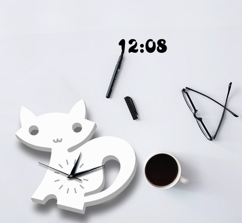 Horloge Murale De Chat Mignon Dessin Animé Créatif 3d