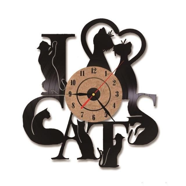 Horloge Murale Décorative Unique À Led En Vinyle J'aime Les Chats