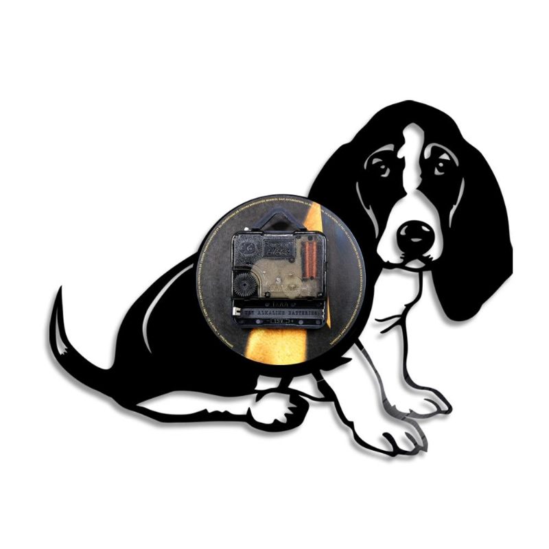 Horloge Murale Disque Vinyle Basset Dog