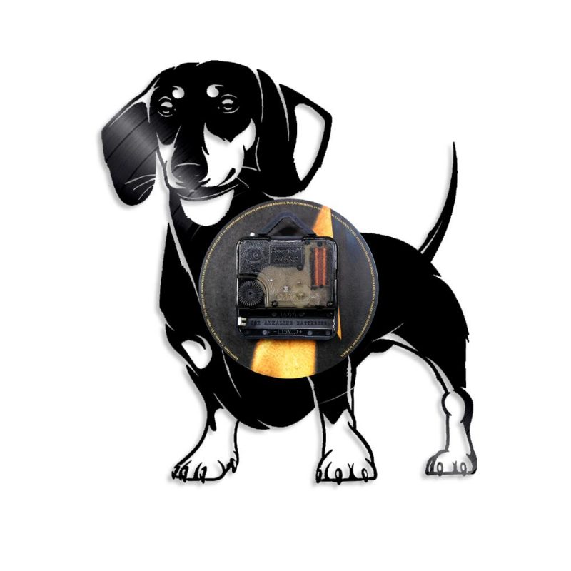 Horloge Murale Disque Vinyle Chien Teckel