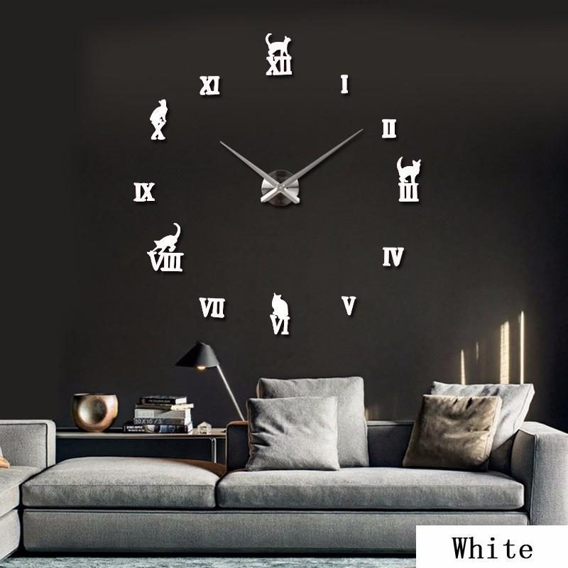 Horloge Murale Étonnante De Chat De Nombres Romains