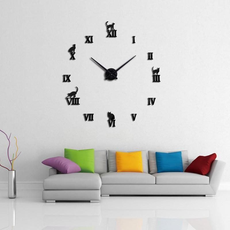 Horloge Murale Étonnante De Chat De Nombres Romains