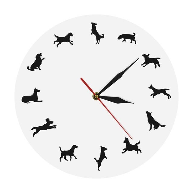 Horloge Murale Silhouette De Chiens