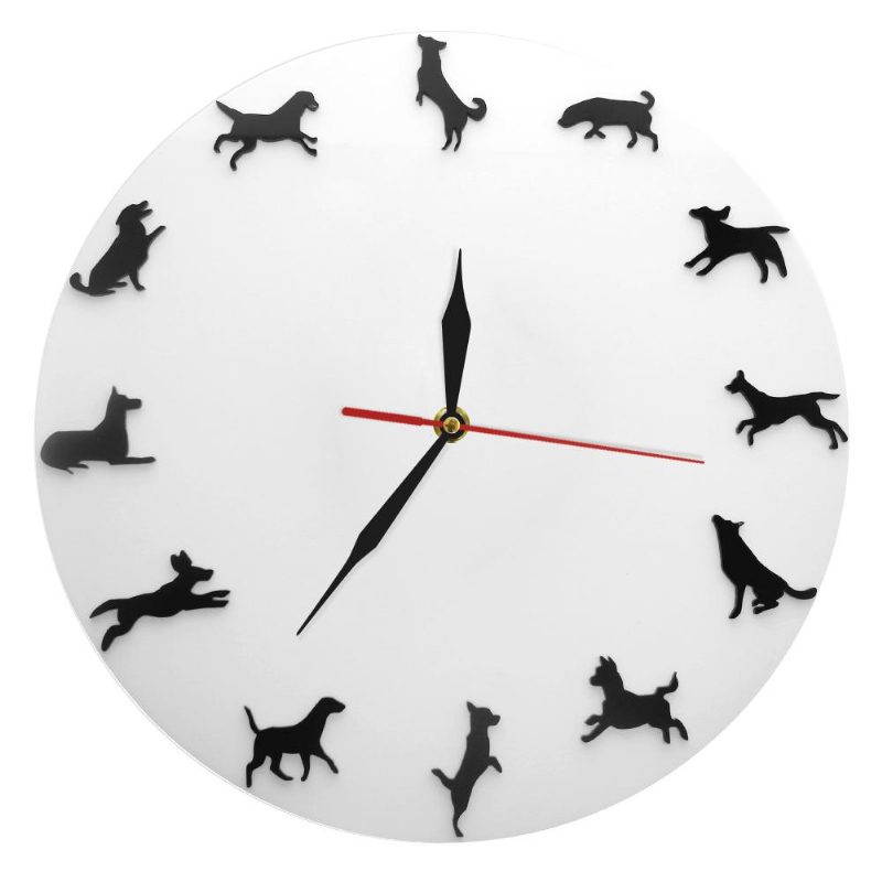 Horloge Murale Silhouette De Chiens