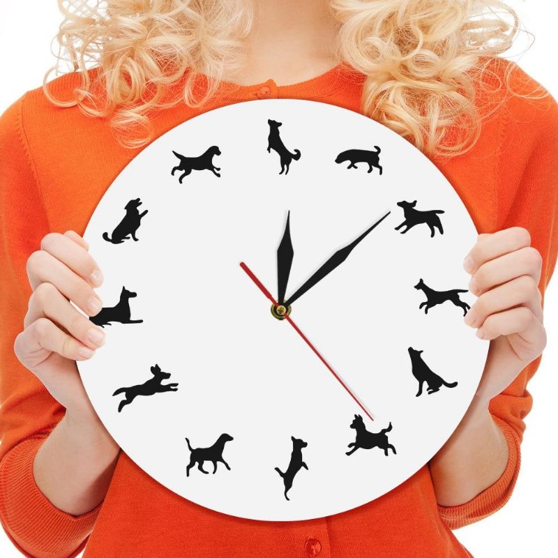 Horloge Murale Silhouette De Chiens