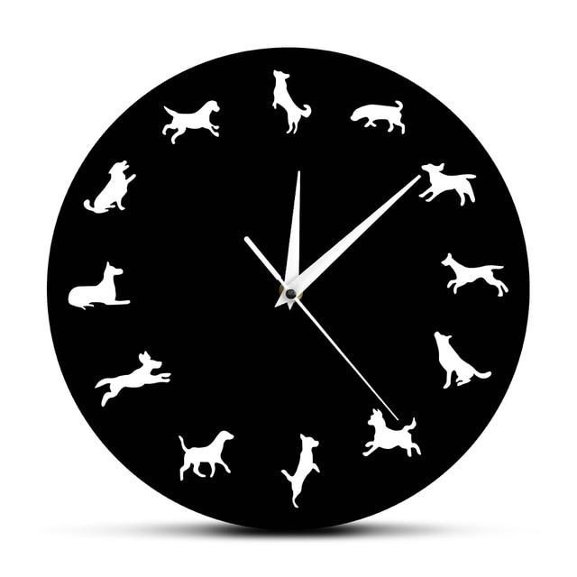 Horloge Murale Silhouette De Chiens