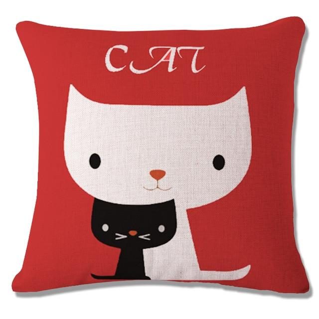 Housse De Coussin Chat Drôle Coloré