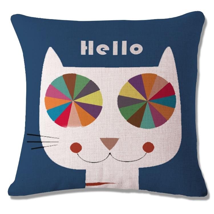 Housse De Coussin Chat Drôle Coloré