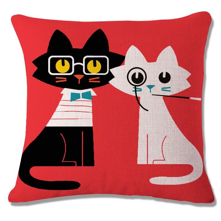 Housse De Coussin Chat Drôle Coloré