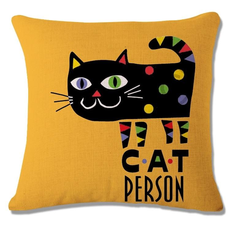 Housse De Coussin Chat Drôle Coloré