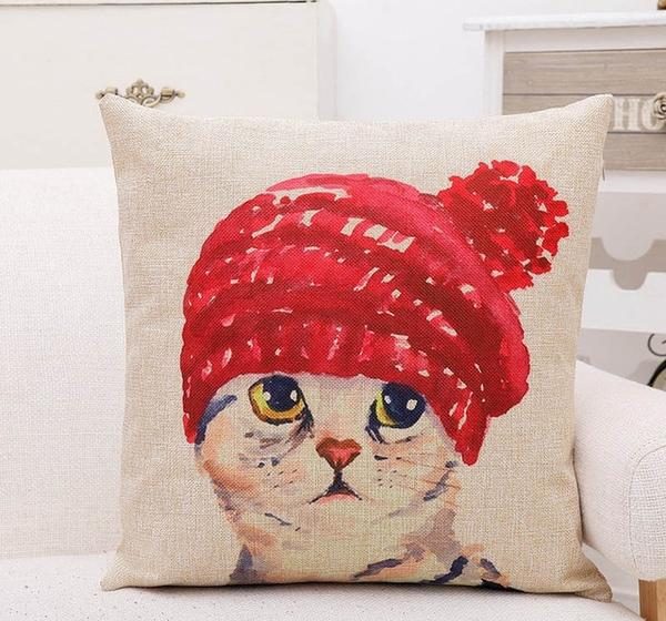 Housse De Coussin Décoratif Mignon Joli Chat