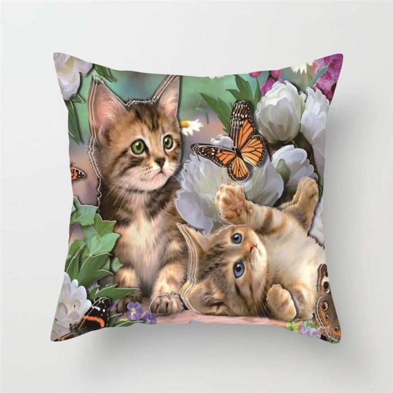 Housse De Coussin Dessins De Chat Drôle