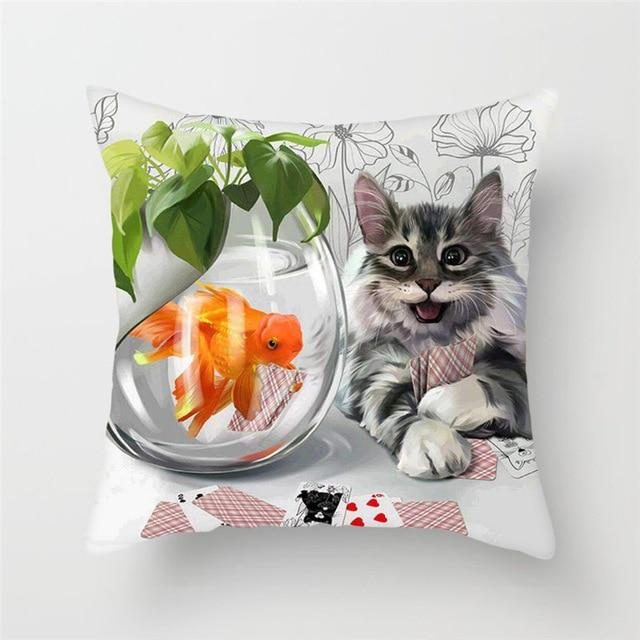 Housse De Coussin Dessins De Chat Drôle