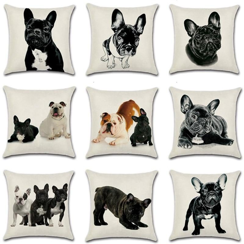 Housse De Coussin Imprimé Bouledogue Français