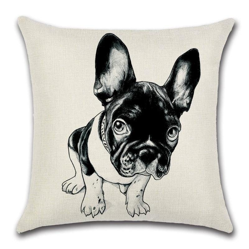 Housse De Coussin Imprimé Bouledogue Français