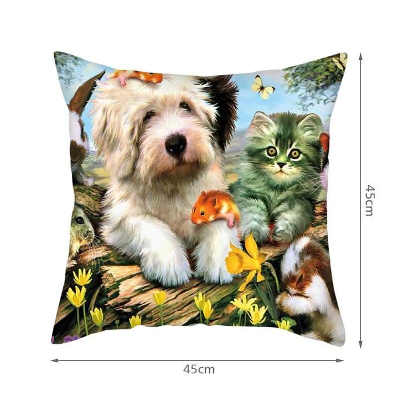 Housse De Coussin Imprimé Chat