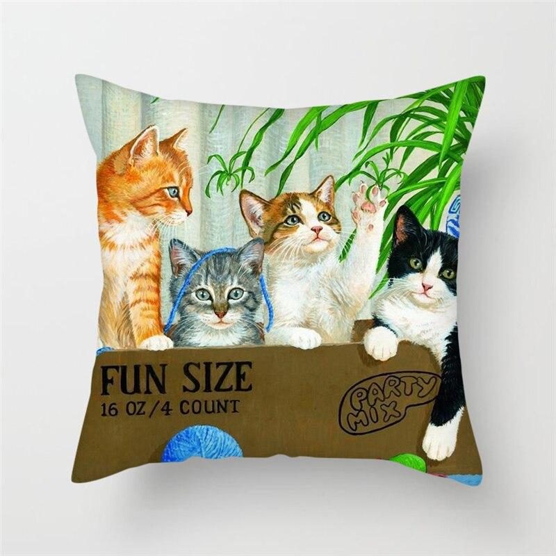 Housse De Coussin Imprimé Chat