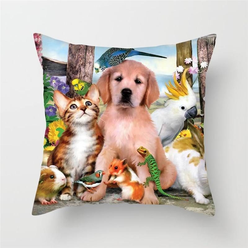 Housse De Coussin Imprimé Chat