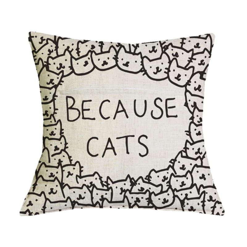 Housse De Coussin Imprimé Chat