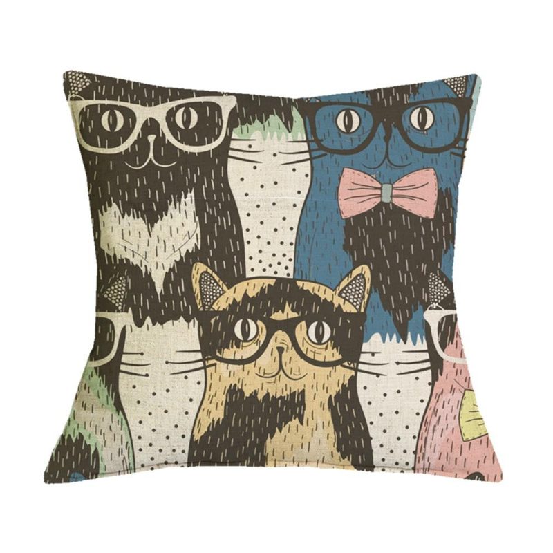 Housse De Coussin Imprimé Chat